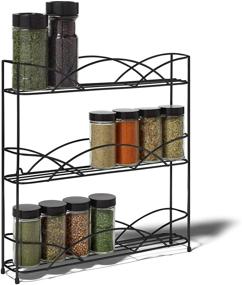 img 2 attached to 🌶️ Spectrum Diversified 3-Tier Rack: Countertop & Wall-Mounted Kitchen Organizer - 3 Spice Shelves, Raised Rubberized Feet, in Black
