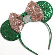 🌟 clgift star wars baby yoda minnie ears - color options: silver, gold, blue, rainbow sparkle, classic red sequin logo