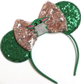 img 1 attached to 🌟 CLGIFT Star Wars Baby Yoda Minnie Ears - Color Options: Silver, Gold, Blue, Rainbow Sparkle, Classic Red Sequin