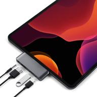 🔌 satechi aluminum type-c mobile pro hub adapter: usb-c pd charging, 4k hdmi, usb 3.0 & 3.5mm headphone jack - compatible with 2020/2018 ipad pro, microsoft surface go (space gray) logo