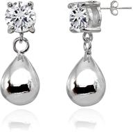 sterling zirconia dangling pear shape earrings logo