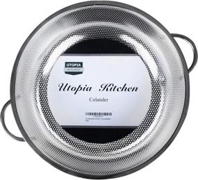 img 3 attached to 🍝 Stainless Steel Colander by Utopia Kitchen - Micro-Perforated Strainer for Efficiently Draining Pasta, Noodles, Orzo, Veggies, Fruits, and More