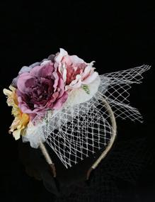 img 2 attached to 🌸 Coucoland Colorful Fascinator Headband: Stylish Women's Wedding Accessories