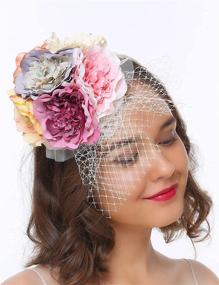 img 3 attached to 🌸 Coucoland Colorful Fascinator Headband: Stylish Women's Wedding Accessories