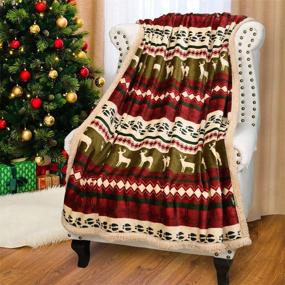 img 4 attached to 🎄 Cozy up this Christmas with our Super Soft Fleece Plush Reindeer Sherpa Throw Blanket - 50x60 inch!