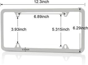 img 3 attached to 🚗 ZELEMO 2 шт. белых алюминиевых рамки для номерных знаков с 4 отверстиями - подходит для всех американских номерных знаков (6x12 дюймов) - включая винты