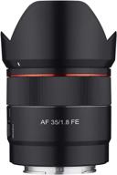 compact full frame wide angle lens for sony e mount: rokinon 35mm f1.8 auto focus, black (io3518-e) logo