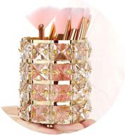 💎 stylish gold crystal makeup brush holder: functional organizer for vanity, bathroom, bedroom & office desk logo