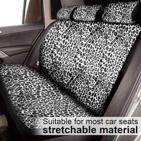 img 1 attached to 🐆 White Leopard 19-Piece Car Accessories Set: Stylish and Protective Covers for Seat, Steering Wheel, Seat Belt, Floor, Coasters, and Armrest Pad