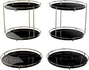 img 1 attached to 🔄 Black Tempered Glass 360 Rotating Makeup Organizer: 2 Tier Tray Vanity Skincare Holder with Lazy Susan Feature - Perfect for Perfumes, Brushes, and Cosmetics - Vintage Storage Solution for Bathroom Dresser