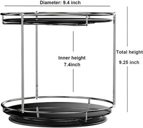 img 3 attached to 🔄 Black Tempered Glass 360 Rotating Makeup Organizer: 2 Tier Tray Vanity Skincare Holder with Lazy Susan Feature - Perfect for Perfumes, Brushes, and Cosmetics - Vintage Storage Solution for Bathroom Dresser