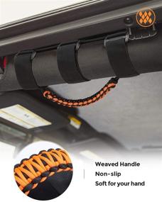 img 3 attached to 🍊 JoyTutus Grab Handles for Wrangler - 2 Pack Roll Bar Grab Handles Grip Handle, 3 Strap Design - Wrangler Accessories JK JKU JL JLU TJ LJ 1997 to 2021 & Gladiator (Orange)