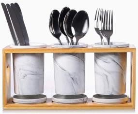 img 4 attached to 🍴 Stainless Steel Flatware Storage Organizer Set for Kitchen Utensils - Caddy for Spoons, Knives, and Forks (Pack of 3)