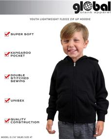 img 2 attached to Kids' Lightweight Soft Fleece Hoodie: Global Blank Youth Zip-Up for Boys, Girls & Toddlers