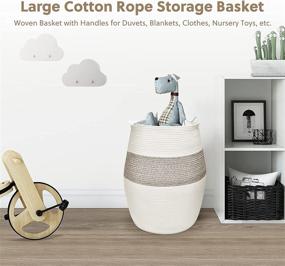 img 3 attached to 🧺 Tall Brown Cotton Rope Laundry Hamper - 25.6" Height Woven Basket with Built-in Handles - Large Storage Basket for Towels, Blankets, Nursery Toys, and Dirty Clothes - Ideal for Living Rooms