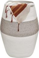 🧺 tall brown cotton rope laundry hamper - 25.6" height woven basket with built-in handles - large storage basket for towels, blankets, nursery toys, and dirty clothes - ideal for living rooms logo