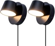 viluxy modern led bedside wall sconce plug-in cord with switch lighting fixture 350° rotation adjustment black wall lamp for bedroom 6w 3000k - pack of 2 логотип