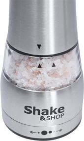 img 2 attached to 🧂 Electric Salt and Pepper Grinder Set – Shake & Shop, with Adjustable Coarseness, Stainless Steel Fine Grinding Mill, Battery-Operated, LED Light, and Complimentary Rest – Pack of 2 Mills