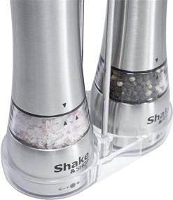 img 3 attached to 🧂 Electric Salt and Pepper Grinder Set – Shake & Shop, with Adjustable Coarseness, Stainless Steel Fine Grinding Mill, Battery-Operated, LED Light, and Complimentary Rest – Pack of 2 Mills