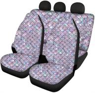 youngerbaby bling mermaid print car seat covers full sets 4 pieces- front seat covers rear backrest cover rear bottom bench cover logo