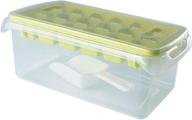 🧊 ice cube tray with lid and storage bin - effortless release ice molds for freezer and refrigerator, includes container, holder, scoop, and cover, stackable, dishwasher safe - 18 cubes for cocktails logo