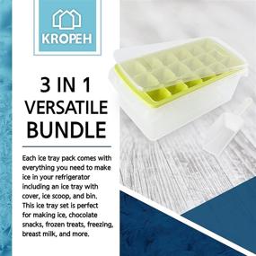 img 3 attached to 🧊 Ice Cube Tray with Lid and Storage Bin - Effortless Release Ice Molds for Freezer and Refrigerator, Includes Container, Holder, Scoop, and Cover, Stackable, Dishwasher Safe - 18 Cubes for Cocktails