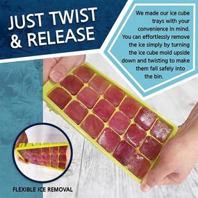 img 2 attached to 🧊 Ice Cube Tray with Lid and Storage Bin - Effortless Release Ice Molds for Freezer and Refrigerator, Includes Container, Holder, Scoop, and Cover, Stackable, Dishwasher Safe - 18 Cubes for Cocktails