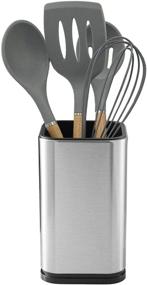 img 3 attached to 🍴 Premium Stainless Steel Kitchen Utensil Holder Caddy - Convenient Storage for Your Cooking Essentials - 4L X 4W X 6.7H