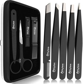 img 4 attached to 🔧 Nylea Tweezers Set and Nail Clippers for Men and Women - Premium Stainless Steel Kit for Eyebrows, Ingrown Hair, and Facial Hair - Precision Slant Tip Design - 9pcs