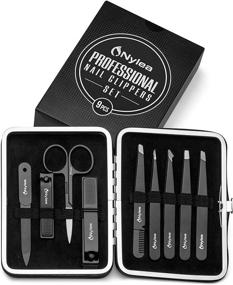 img 3 attached to 🔧 Nylea Tweezers Set and Nail Clippers for Men and Women - Premium Stainless Steel Kit for Eyebrows, Ingrown Hair, and Facial Hair - Precision Slant Tip Design - 9pcs