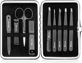 img 1 attached to 🔧 Nylea Tweezers Set and Nail Clippers for Men and Women - Premium Stainless Steel Kit for Eyebrows, Ingrown Hair, and Facial Hair - Precision Slant Tip Design - 9pcs