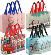 🎁 beegreen christmas gift bags set: durable & large reusable totes for xmas shopping - pack of 12 in pink, grey, teal & red логотип