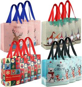 img 4 attached to 🎁 BeeGreen Christmas Gift Bags Set: Durable & Large Reusable Totes for Xmas Shopping - Pack of 12 in Pink, Grey, Teal & Red