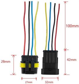 img 3 attached to 🔌 ESUPPORT 4 Pin Way Car Auto Водонепроницаемый электрический разъемный разъемный набор: 10 штук с проводом AWG Gauge - Идеально подходит для морского использования.