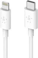 belkin usb-c к lightning кабель (4ft быстрая зарядка usb-c кабель для iphone 11, 11 pro, 11 pro max, xs, xs max, xr, x, macbook, ipad и другие, apple mfi-сертифицирован), белый (f8j239bt04-wht) логотип