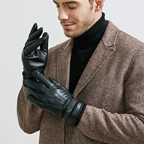 img 3 attached to 🧤 Men's Outdoor Accessories: Windproof Thermal Leather Mittens