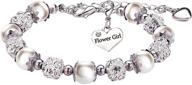 wedding party flower girl bracelet with rhinestone crystal balls, heart pendant & faux pearls – perfect gift jewelry logo