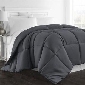img 3 attached to 🛏️ 1300 Series Beckham Hotel Collection - Luxury Goose Down Alternative Comforter - All Season - Full/Queen Size - Gray - Hypoallergenic