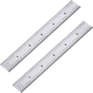 📏 eboot 2 pack stainless steel ruler - precision metric engineer rulers with multiple markings for engineers, architects, and artists - ideal for engineering, school, office and drawing logo