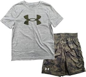 img 1 attached to 👕 Under Armour Boy`s Short Sleeve Shirt and Short 2 Piece Set: Stylish and Comfortable Activewear for Young Boys