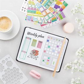 img 1 attached to Wartleves Journaling Stencils and Planner Stickers Set - Enhancing Productivity with Time-Saving Planner Accessories/Supplies - Daily, Weekly, and Monthly Calendars (24 Pcs Bullet Journal Stencils + 12 Pcs Stickers)