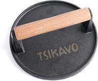 🥓 tsikavo bacon press 7 inch round: enhanced cast iron grill press for griddle and bbq logo