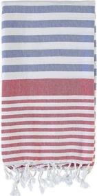 img 4 attached to Turkish Towels - LOOMANGO Galileo Denim Blue-Red, 100% Cotton Ultra Soft Design