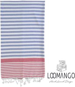 img 2 attached to Turkish Towels - LOOMANGO Galileo Denim Blue-Red, 100% Cotton Ultra Soft Design