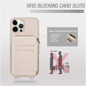 img 1 attached to ZVE Wallet Case Совместимый с iPhone 12 Pro Max - Бежевый: Стильный кожаный кошелек с карманом для карт, ремешком на запястье и полной защитой для женщин.