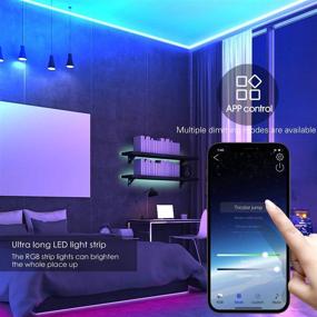 img 3 attached to 🌈 JVMU Led Strip Lights 32.8ft - Bluetooth-Control Changing Decoration for Bedroom - RGB 5050 12V APP + Remote Controller - Ideal for Bedroom Kitchen Party Gaming Room Decor