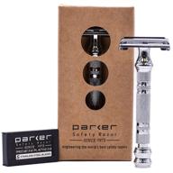 💈 parker 66r: ultimate super heavyweight double edge safety razor | includes 5 premium blades logo