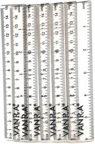 img 1 attached to 📏 VANRA 12 Pack School Ruler: 6 Inch Straight Edge Clear Plastic Ruler with Inch and Metric Graduations - Bulk Set for Students and Office Use