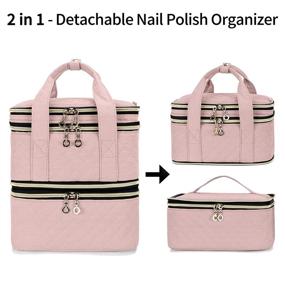 img 3 attached to 🌸 YARWO Detachable Nail Polish Organizer: 48-Bottle 3-Layer Case, Adjustable Dividers, Travel Bag for Manicure Set - Dusty Rose (Bag Only)