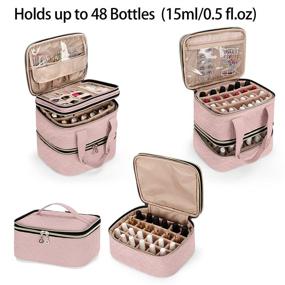 img 2 attached to 🌸 YARWO Detachable Nail Polish Organizer: 48-Bottle 3-Layer Case, Adjustable Dividers, Travel Bag for Manicure Set - Dusty Rose (Bag Only)